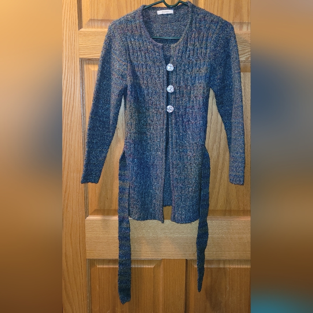 NWOT Dress Barn Blue Black Neat Colors Knit Soft Cardigan LARGE WOMEN